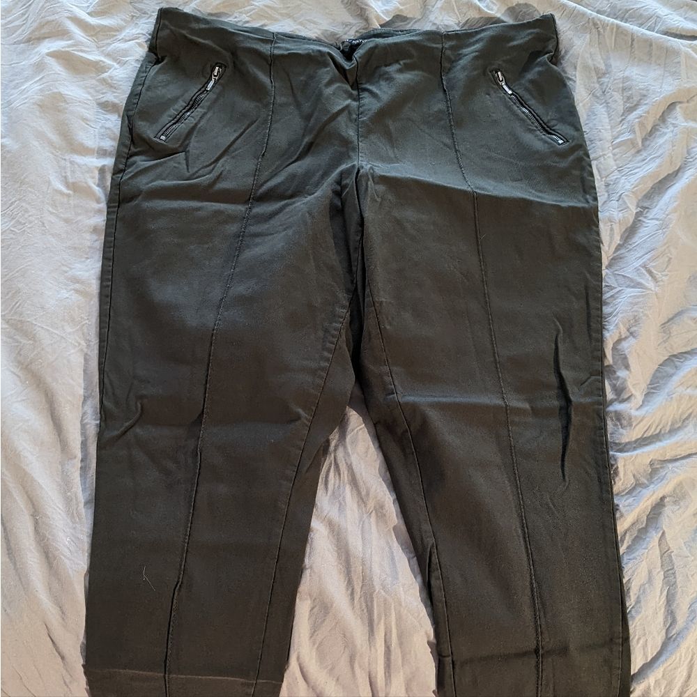 Green Stretchy Ankle Pants